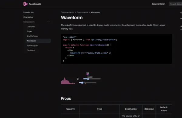 React Audio — A library for displaying and interacting with audio